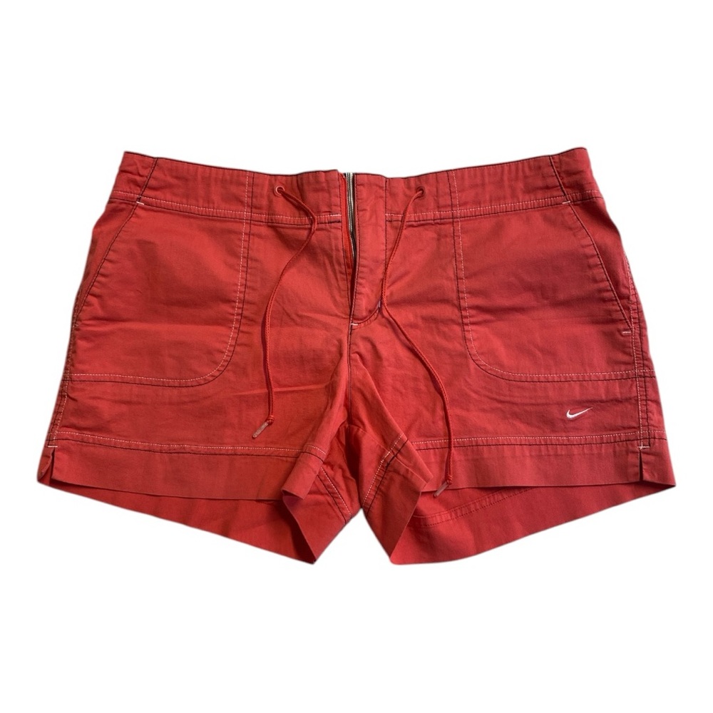 NIKE Red Coral Beach Ready Shorts, Athletic Outdoor Drawstring Waist, Surf Style